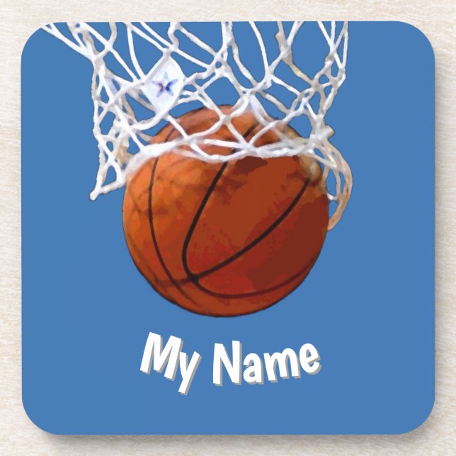 Posavasos Basketball Your Name Custom Steel Blue Background (Frente)