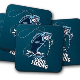 Posavasos Bass Gone Pescador | Conjunto de corcho de pesca d