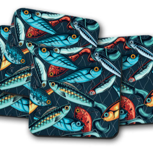 Posavasos Bass Lure Legends Coaster Juego de aletas de cor