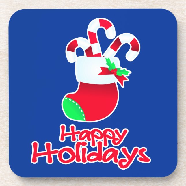 Posavasos Bastones de caramelo del navidad en el sistema de (Frente)