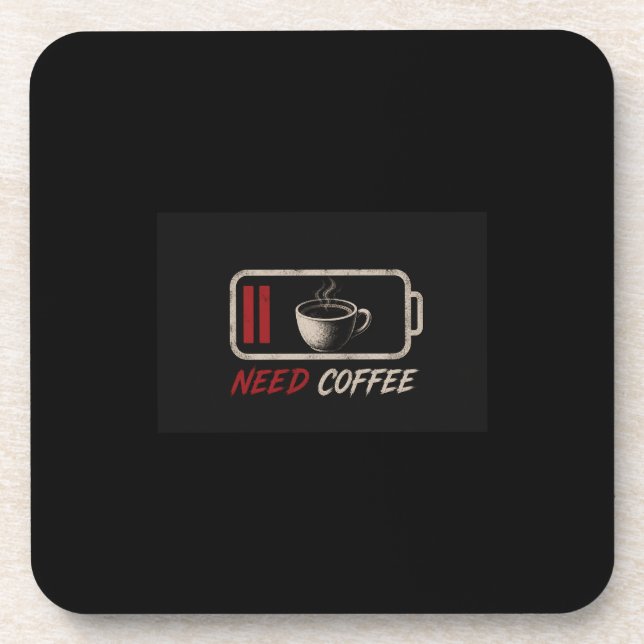 Posavasos Batería Baja Necesito Café – (Frente)