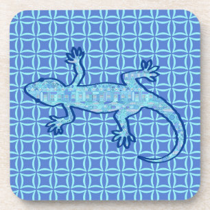 Posavasos batik tribal Gecko - azul denim suave