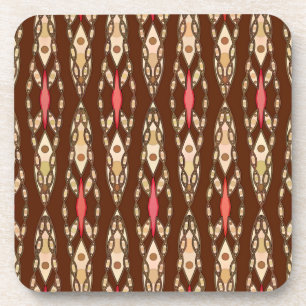 Posavasos Batik tribal - Marrón, Tan y Coral