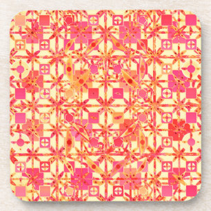 Posavasos Batik tribal - naranja, rosa coral y fucsia