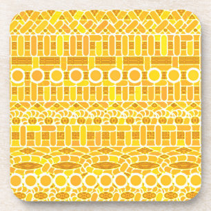 Posavasos Batik tribal - oro mostaza y naranja