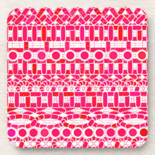 Posavasos Batik tribal - rojo profundo, marrón y blanco