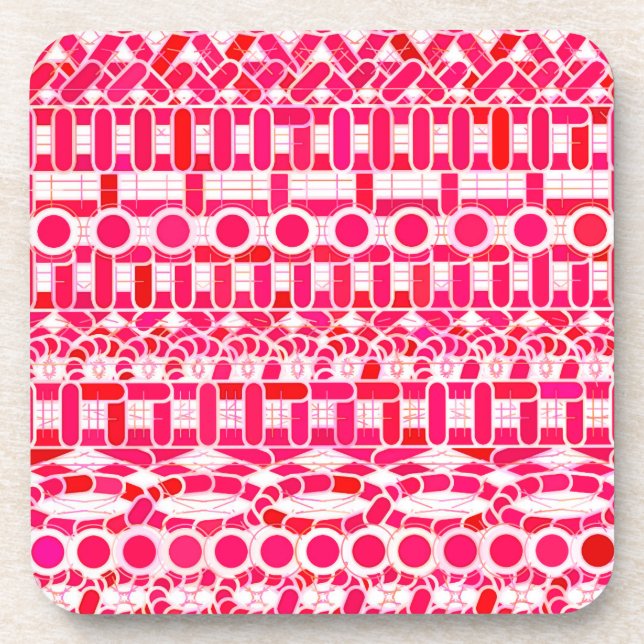 Posavasos Batik tribal - rojo profundo, marrón y blanco (Frente)