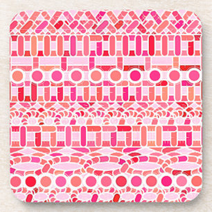 Posavasos Batik tribal - tonos rosa y coral