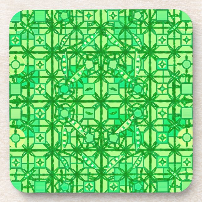 Posavasos Batik tribal - tonos verdes (Frente)