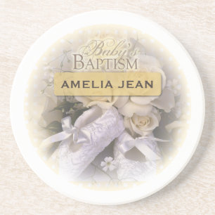 Posavasos Bautizo de Bebé Neutral, Nombre Personalizable, Am