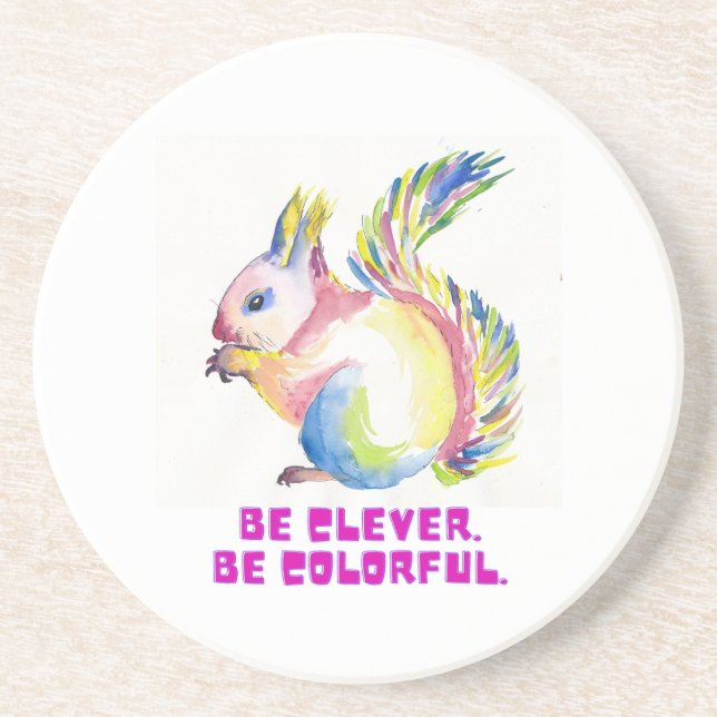 Posavasos Be Clever. Be Colorful - Watercolor Squirrel (Frente)