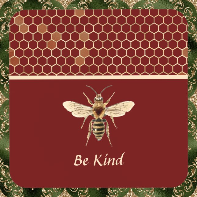 Posavasos Be Kind Bee and Honeycomb sobre Borgoña (Subido por el creador)