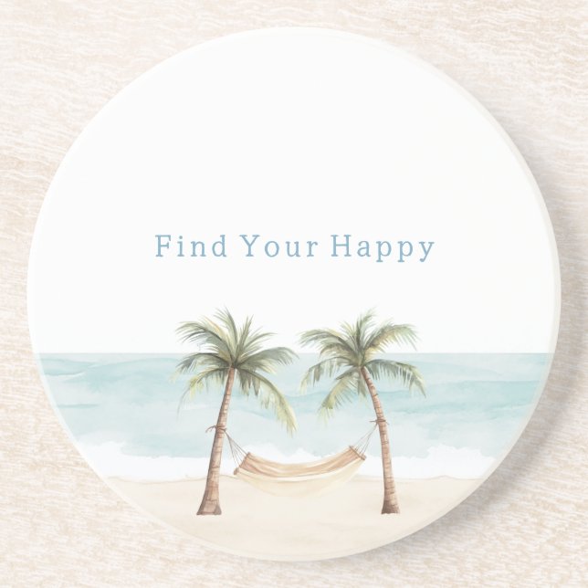 Posavasos Beach Find Your Happy Palm Trees Ocean (Frente)