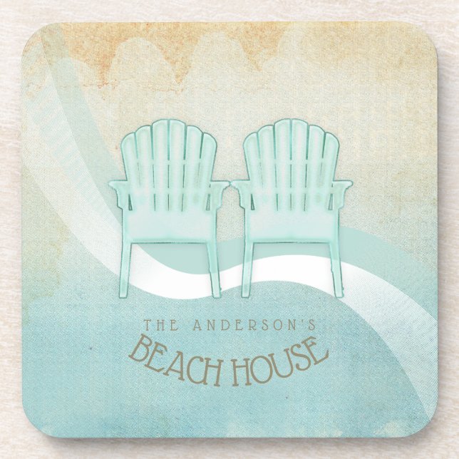 Posavasos Beach House Adirondack Chairs Aqua Blue ID623 (Frente)