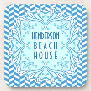 Posavasos Beach House Art Déco Shell y Personalizado Herrin