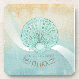 Posavasos Beach House Clam Shell Aqua Blue ID623