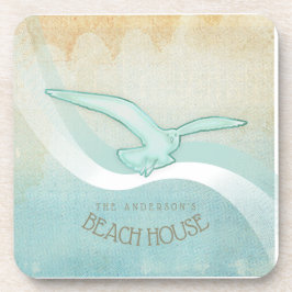 Posavasos Beach House Seagull Aqua Blue ID623
