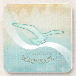 Posavasos Beach House Seagull Aqua Blue ID623