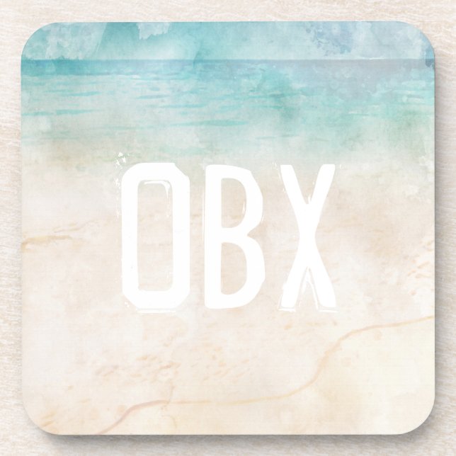 Posavasos Beach Initials Ocean Beach Water Sand Travel Fun (Frente)
