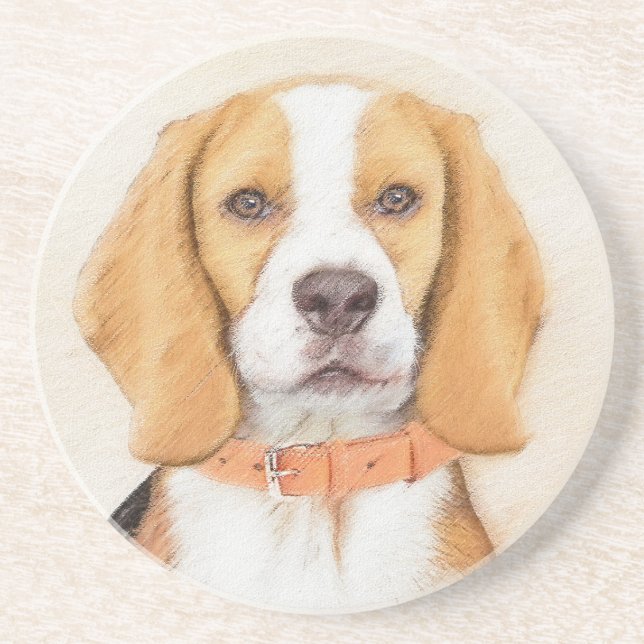 Posavasos Beagle Hound Dog Pintura original de animales (Frente)