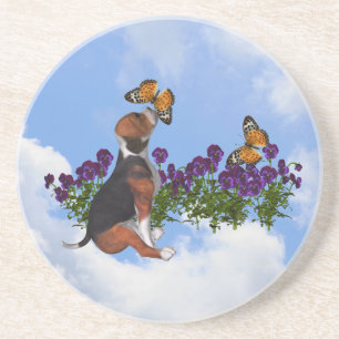 Posavasos Beagle Puppy Butterflies Animal Coaster