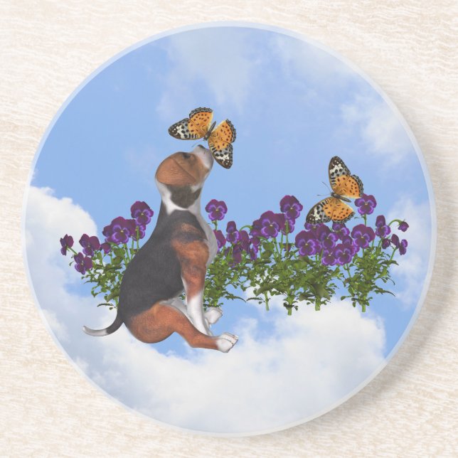 Posavasos Beagle Puppy Butterflies Animal Coaster (Frente)