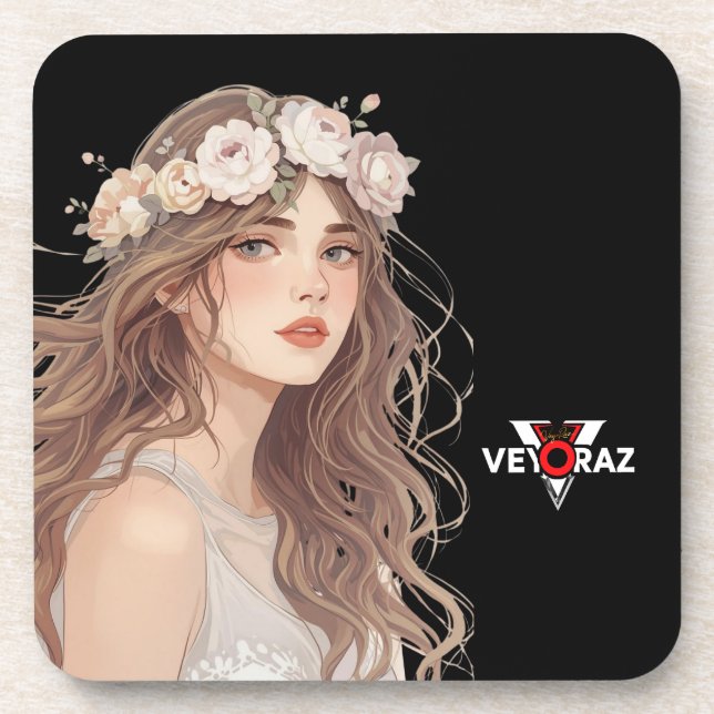 Posavasos Beautiful Floral Anime Girl – Soft Pastel Aesthe (Frente)
