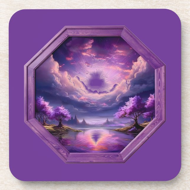 Posavasos Beautiful Frame Purple Landscape With Reflections  (Frente)