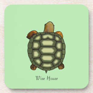 Posavasos Beautiful Green Turtle on Lime Green
