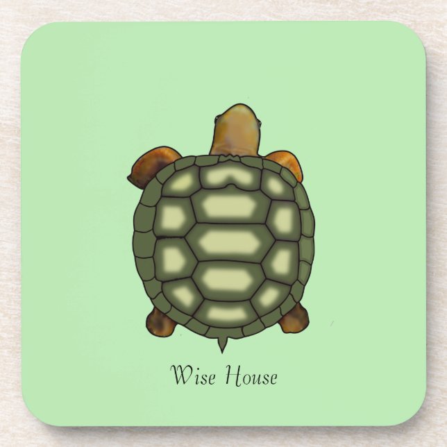 Posavasos Beautiful Green Turtle on Lime Green (Frente)
