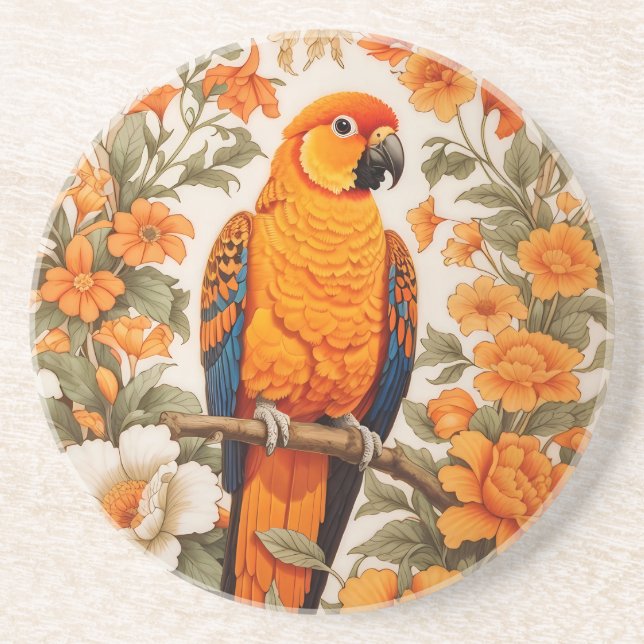Posavasos Beautiful Sun Conure William Morris Inspired (Frente)