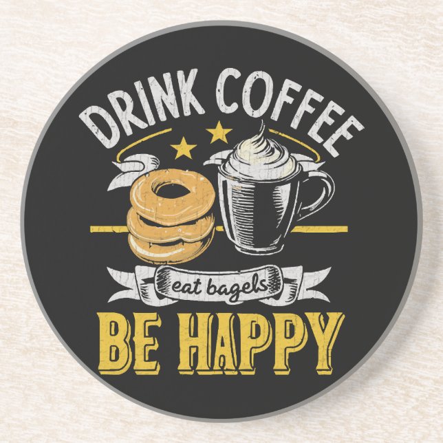 Posavasos Bebe Café Come Bagels Sé Feliz (Frente)