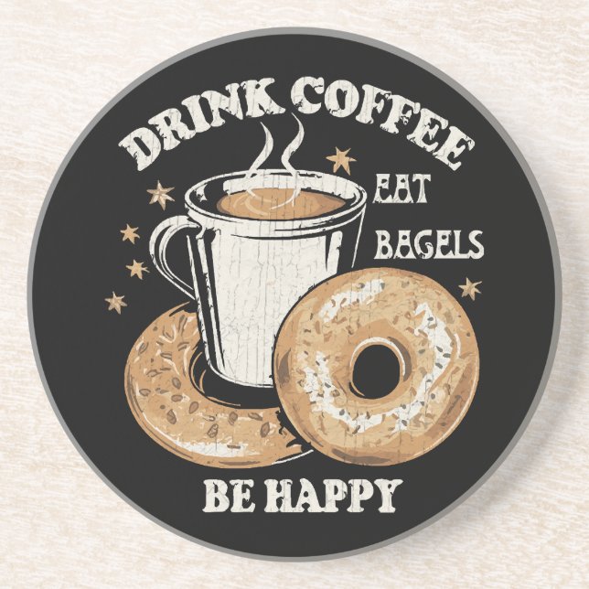 Posavasos Bebe Café Come Bagels Sé Feliz (Frente)