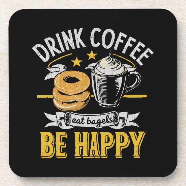 Posavasos Bebe Café Come Bagels Sé Feliz (Frente)