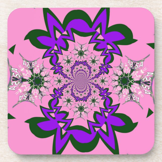 Posavasos Bebé lindo Floral Rosa Morada Sombra Motif Art (Frente)
