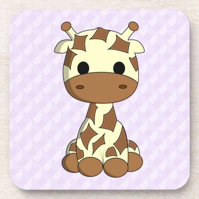 Posavasos Bebé lindo jirafa kawaii personalizado niños púrpu (Frente)