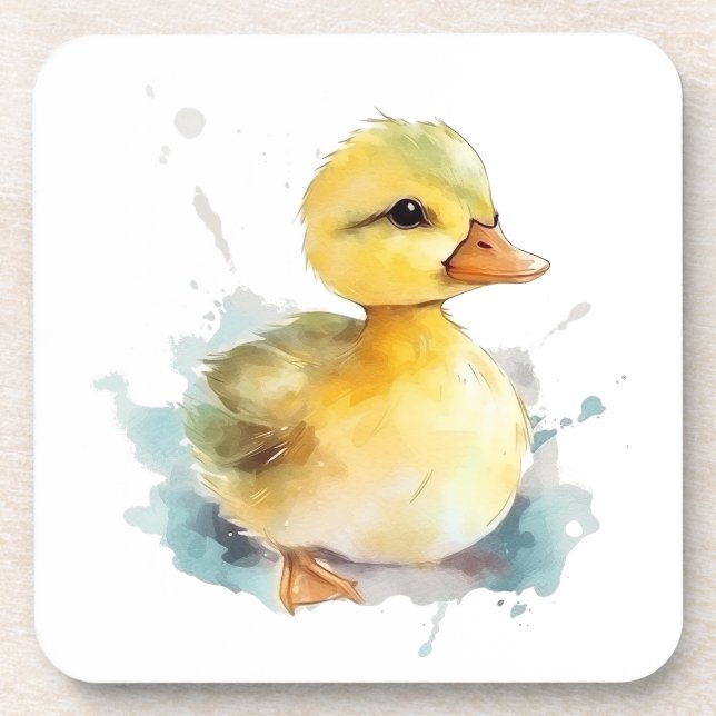 Posavasos Bebé Pato Acuarela Ataradora de plástico dura (Frente)