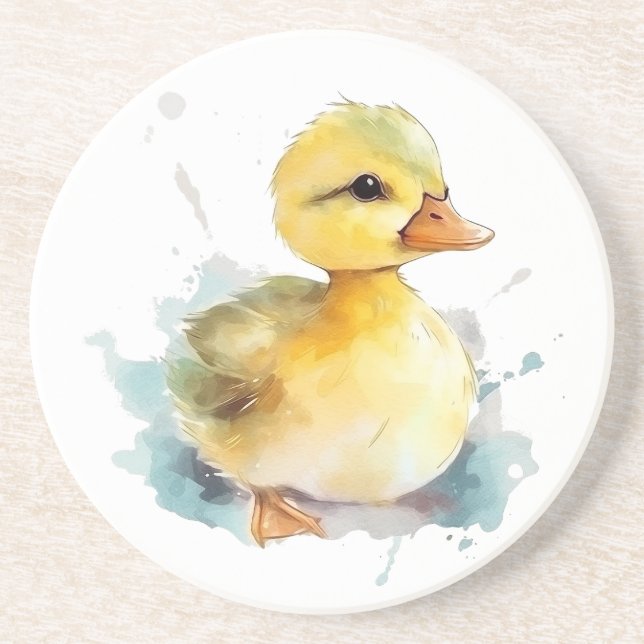 Posavasos Bebé Pato Acuarela Sandstone Coaster (Frente)