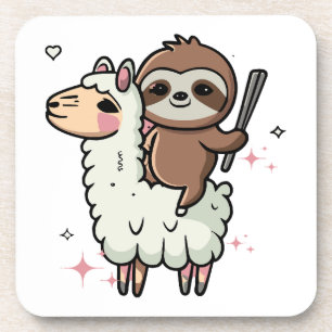 Posavasos Bebé Perezoso y Llama Adorables