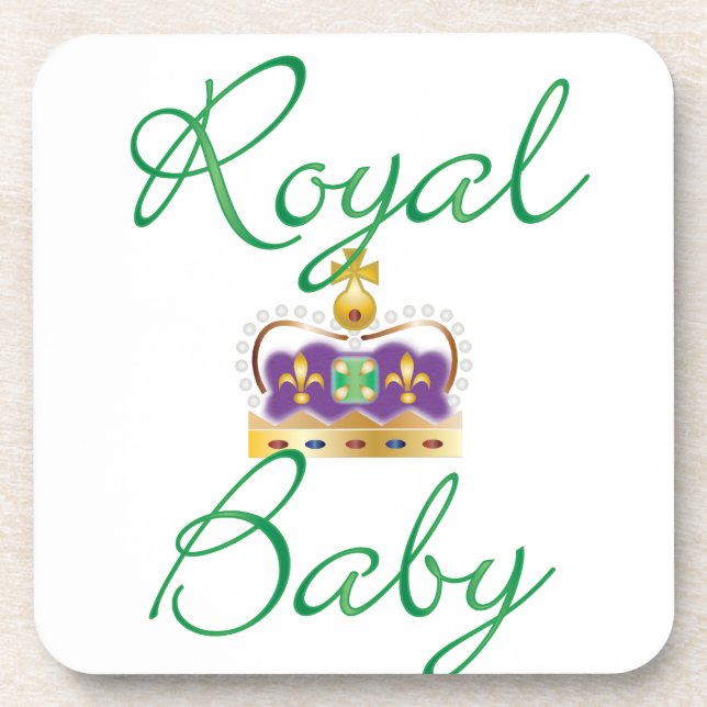 Posavasos Bebé real con morado y corona de oro (Frente)