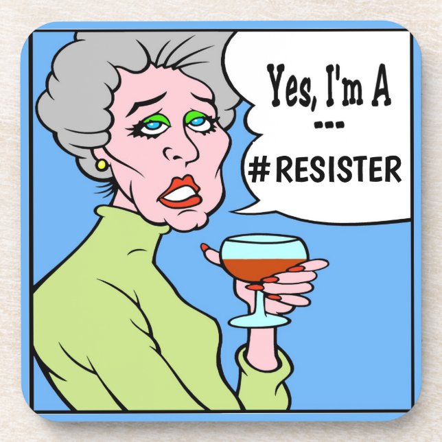 Posavasos Bebedor de vino cómico, texto de edición, escayola (Frente)