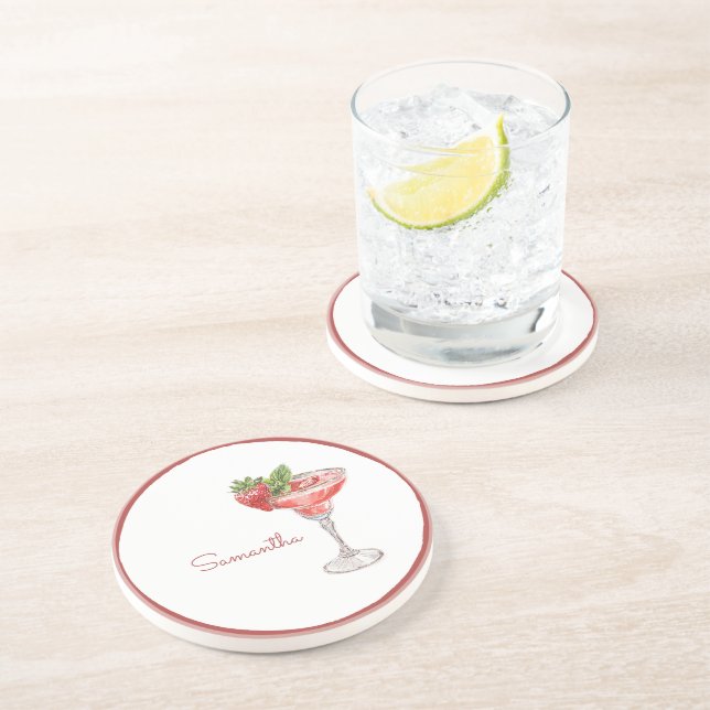 Posavasos Bebida De Cóctel De Fresa Blanca Roja (Lado)
