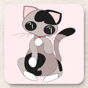 Posavasos Bebida de montaña con gato pequeño rosado