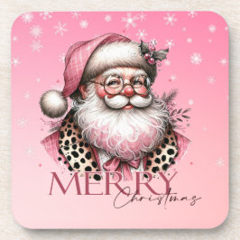 Posavasos Bebida de Navidad Santa Claus Rosa Retro