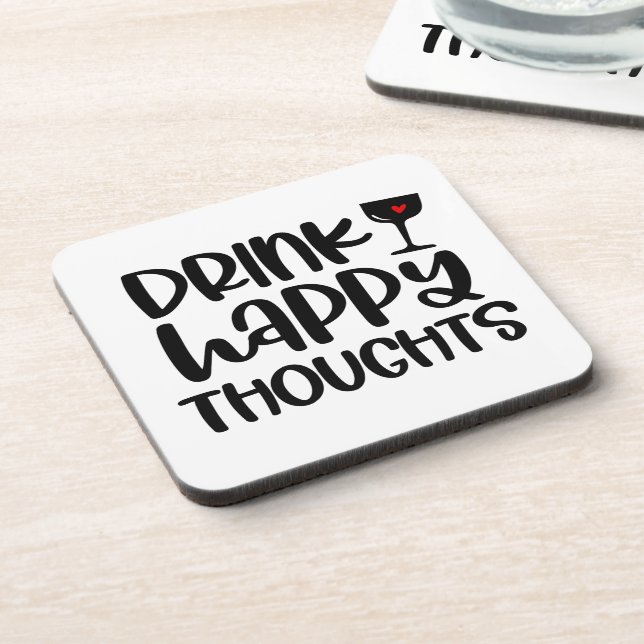 Posavasos Bebida divertida Happy Thoughts Cita de vino (Lado Izquierdo)