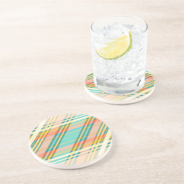 Posavasos Bebidas abstractas de crema de tartán geométrico