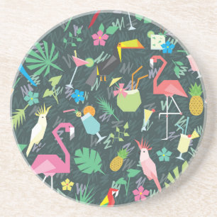 Posavasos Bebidas De Aves Tropicales: Vibrantes Sin Mar.
