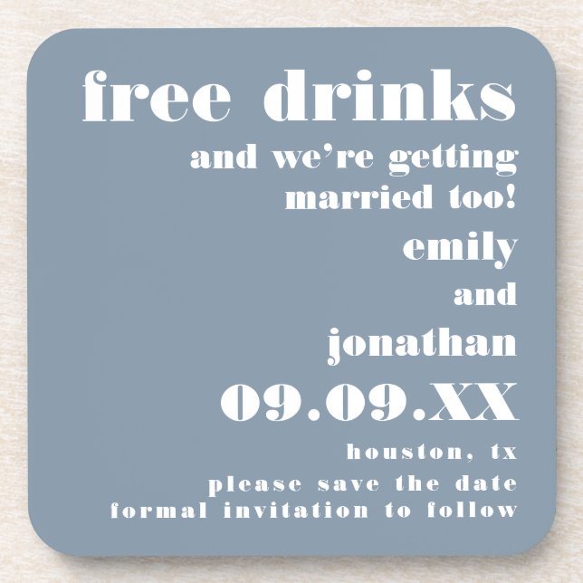 Posavasos Bebidas Gratuitas Que Se Casan Con Azul Salven La  (Frente)