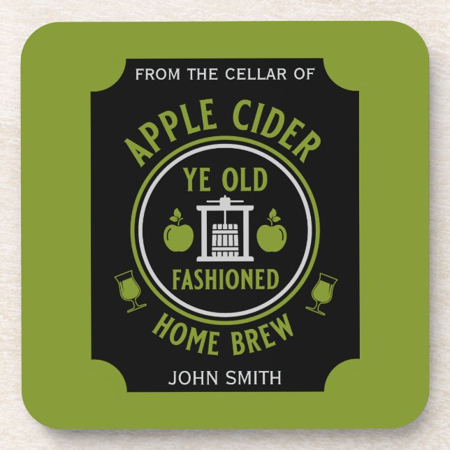 Posavasos Bebidas Personalizadas de Sidra de Manzana Rústica (Frente)
