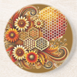 Posavasos Bee-autiful Coaster | Diseño Honeycomb y floral